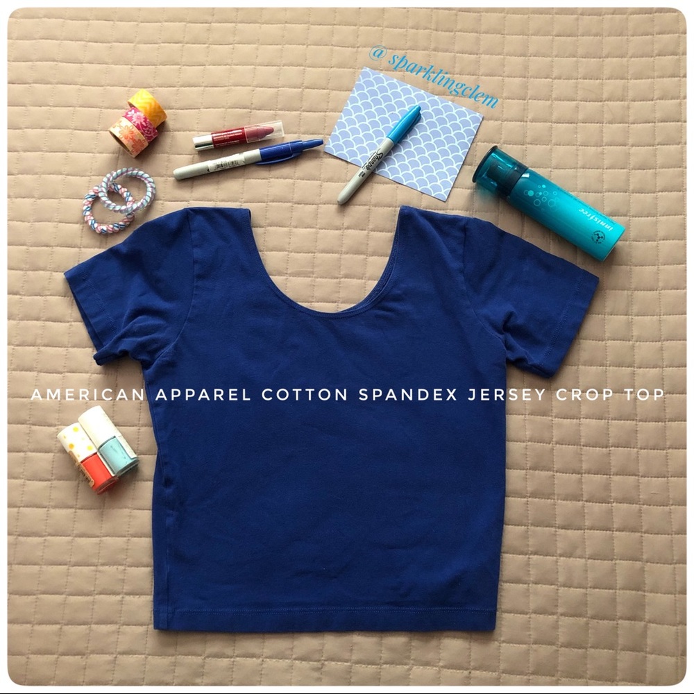 American Apparel Cotton Spandex Crop Top M Lapis